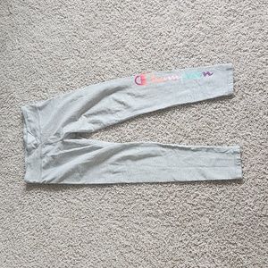 Girls M Champion Grey Leggings with Colorful Logo